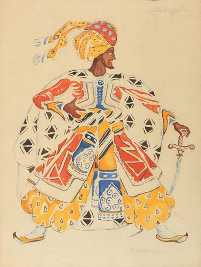 null Léon BAKST (1866-1924) Costume project for "Sherezade", 1910 Watercolor on paper...