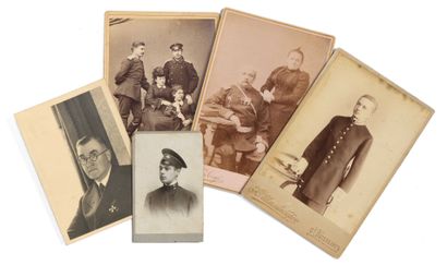 null Set of 9 photos and cards. Military and civil servants. Silver print. Brothers...