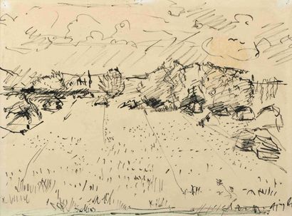 null 42 Richard BELLIAS (1921-1974) Country views Two inks on paper. Signed lower...