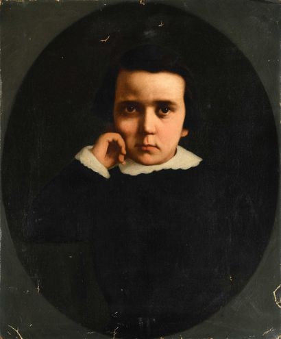19th-century school Portrait of a child with...