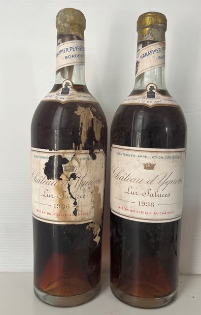 null Deux bouteilles Château d Yquem Lur-Saluces 1936.