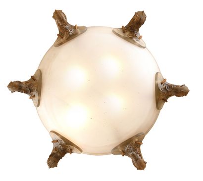 null LALIQUE René (1860-1945) 
Plain "Églantines" basin ceiling light with six attachments....