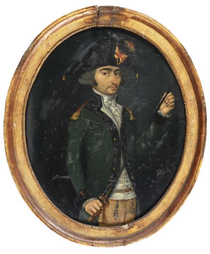 null ECOLE FRANCAISE Dernier Quart du XVIIIe siècle Portrait d officier sous la Révolution...
