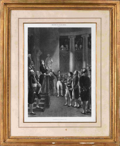 null Plate "la dissolution du tribunal" after Lafosse, engraved by Ch. MOTTE, 1807....