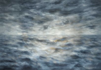 null LI YUBAO (20th-XXIst) Portrait in the clouds, 2009 Oil on canvas. Signed lower...