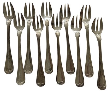 8 fourchettes à huitre en métal argenté