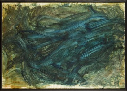 null Jean MESSAGIER (1920-1999) Composition bleue, 1962 Technique mixte et aquarelle...