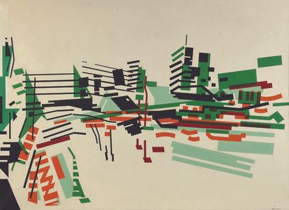 null Nadir AFONSO (1920-2013) 39 - Costa Rica, 1974 Acrylic on canvas. Signed lower...