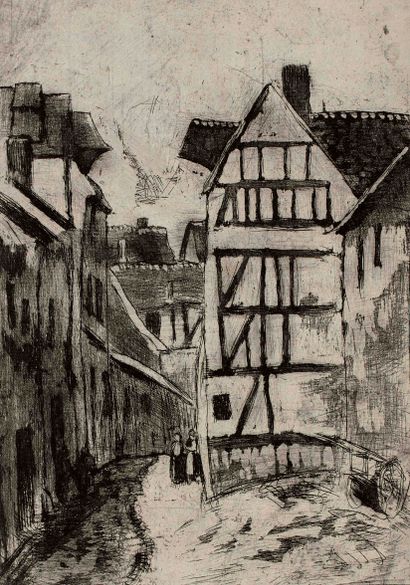  Camille PISSARRO (1830-1903) Rue Géricault à Rouen, 1896 Eau-forte sur vergé - 2ème... Gazette Drouot