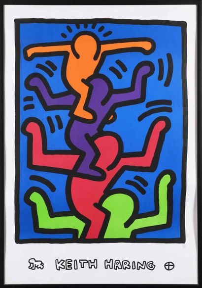  KETH HARING d'après Color lithographed print. Estate stamp Keith Haring. 99 x 69... Gazette Drouot