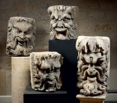 null Pierre sculptée Masque de grotesque. Italie, vers 1600. Hauteur: 38 - Largeur:...