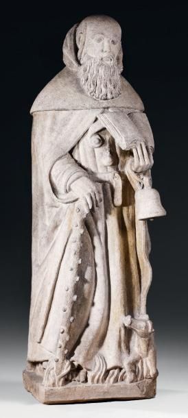 Atelier du Maître Des BELCASTELS Saint Antoine Ermite avec son cochon Statue en pierre...