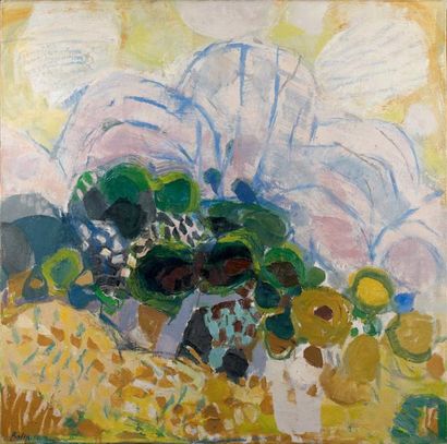 Gustave BOLIN (1920-1999) Chemin dans la garrigue Huile sur toile signée en bas à...