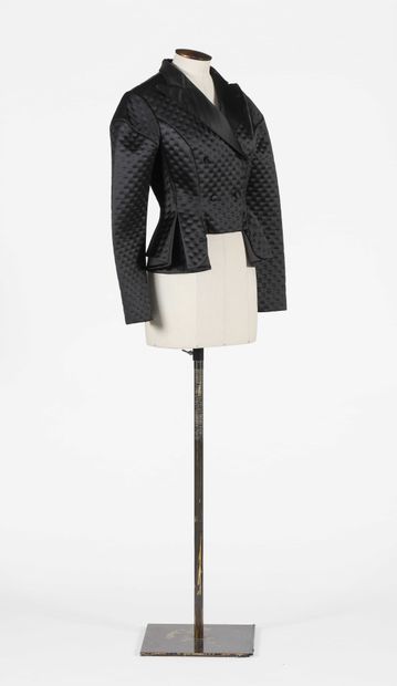 null YVES SAINT LAURENT: Fall Winter 2009. Short black jacket in embossed silk. Long...