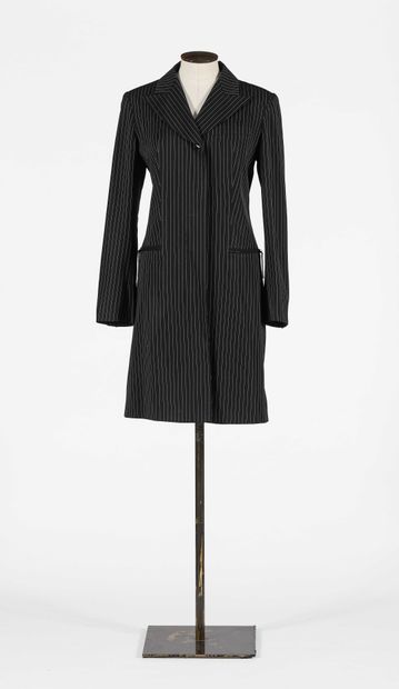 null PLEIN SUD: black wool jacket with white stripes, long sleeves, notched collar,...