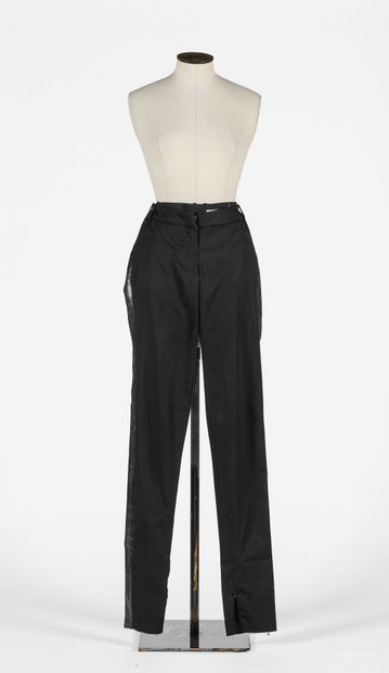 null CHRISTIAN DIOR boutique: black wool tuxedo pants, front zip and hook closure,...