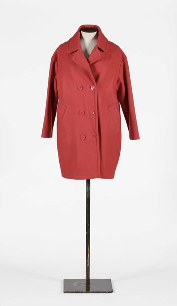 null SESSUN: Pink wool coat, long sleeves, notched collar, 6-button front button...