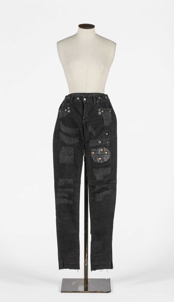 null JUST CAVALLI: black cotton jeans with zip closure, two front pockets embellished...