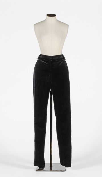 null DOLCE GABBANA : Tuxedo pants in black cotton velvet with satin polyester stripe....