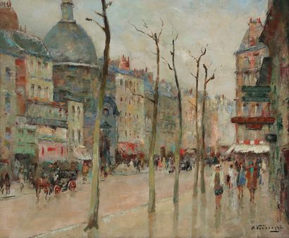 null Charles Henri VERBRUGGHE (1877-1974) Le Temple du Marais, rue St Antoine, Paris...