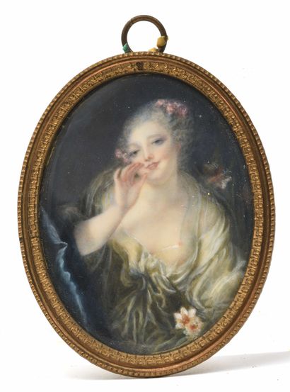 null Jean-Baptiste GREUZE (1725-1805), suite de Portrait de jeune femme, des roses...