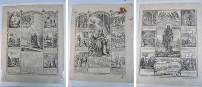 null Trois gravures acier: saint Harlampios, sainte Catherine et saint Jean-Bapt...