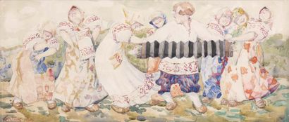 Boris KRYLOFF (1891-1977) Danse au bandoneon 1929 Aquarelle et crayon sur papier,...