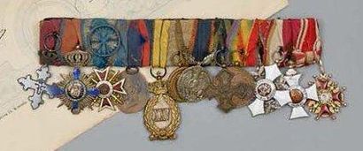 null Brochette de decorations d'un officier roumain, titulaire de l'ordre de Saint...