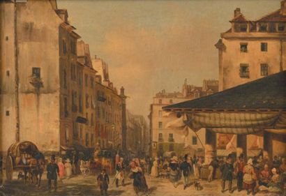 Giuseppe CANELLA (1788-1847) Les Halles à l'angle de la rue des Prouvaires, circa...
