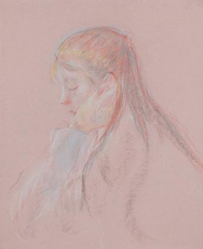 Berthe MORISOT (1841-1895) Jeannie aux longs cheveux, 1890 Pastel sur papier de couleur,... Gazette Drouot
