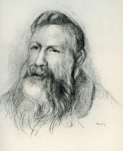 Pierre-Auguste RENOIR (1841-1919) Portrait du sculpteur Rodin, 1914 Sanguine et rehauts...