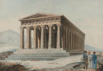 Louis-François CASSAS (Azay-le-Ferron 1756 - Versailles 1827), attribué à Temple...