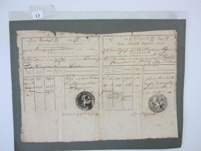 null Document de l'occupation russe en France. 1815-1818. Bilingue. Quittance pour...