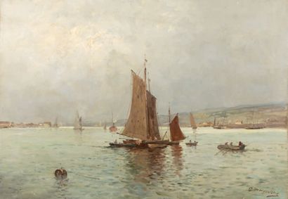 Eliseo MEIFREN ROIG (1859-1940) Bateaux de pêche Huile sur toile, signée en bas à...