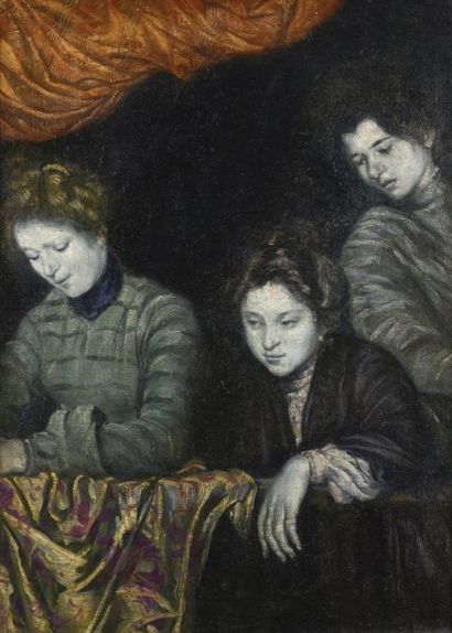 Emile BERNARD (1868-1941) Trois femmes au balcon, 1903 Huile sur toile, signée en...