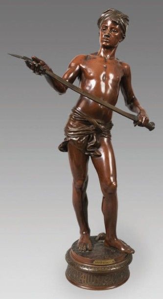 Jean Jules CAMBOS (1828-1917) David Bronze à patine brun clair nuancé. Signé sur...