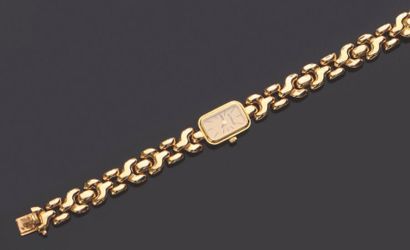 null Montre-bracelet de dame à quartz en or jaune (750) à boîtier rectangulaire,...