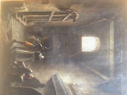 Vincenzo ABBATI (Naples 1803 Florence 1866) Galilée en prison Huile sur toile, trace...