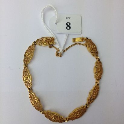 Bracelet souple en or jaune (750) à mailles...