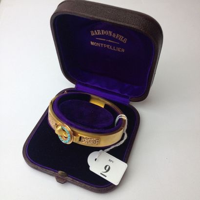 Bracelet rigide en or jaune (750) à motif...