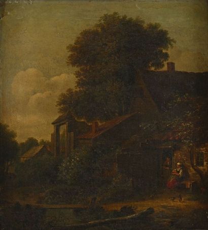 Cornelis Gerritsz DECKER (Haarlem vers 1643 1678), attribué à Ferme et paysans au...