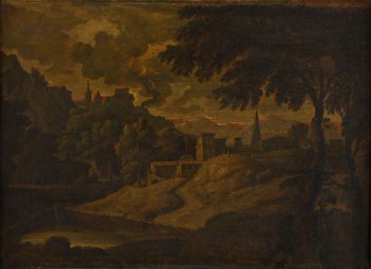 Abraham GENOELS (Anvers 1640id.; 1723), attribué à Paysage de la campagne romaine...