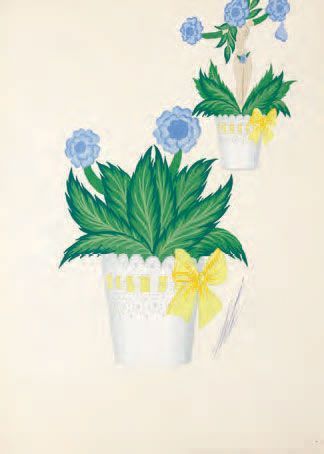 null Ingénues, fleurs bleues, décor
Exécuté le 20 juin 1957
Gouache sur papier
Signé...