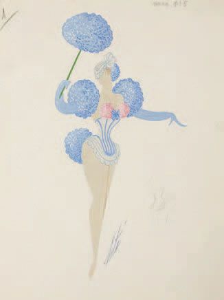null L'hortensia
Exécuté en 1958
Gouache sur papier
Signé en bas et esquisse «corps...