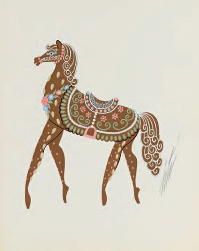 null Pain d'épice (cheval), horse cookie
Exécuté le 18 février 1967
Gouache
Signé...