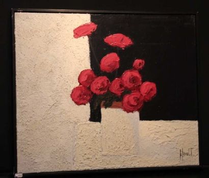 Patrick RÉAULT (Né en 1955) Bouquet de fleurs. Huile sur toile signé en bas à droite....