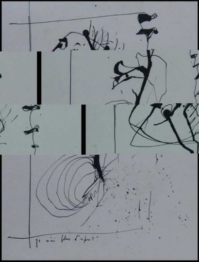 DELMARE (Ecole contemporaine) Composition Dessin à l'encre de chine 20x26cm