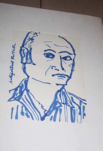Mimmo TELLA (1918-2006) Autoportrait, circa 1966 Feutre Signé 29 x 21 cm On y joint...
