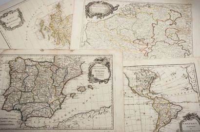 null Lot de huit cartes géographiques issues d’un atlas russe. Gravures sur acier....
