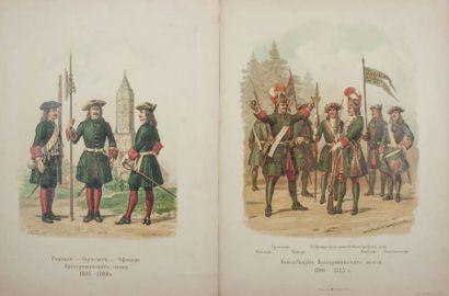 CHARLEMAGNE, Adolph (1826-1901) Soldats et officiers en tenues du L.G. Régiment «Préobrajenski»...